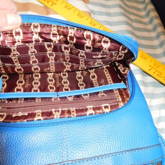 TIGNANELLO blue leather small crossbody purse PEBBLED LEATHER - Picture 14 of 15